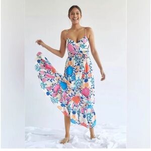 Plenty by Tracey Reese floral spaghetti strapped dress. Floor length.